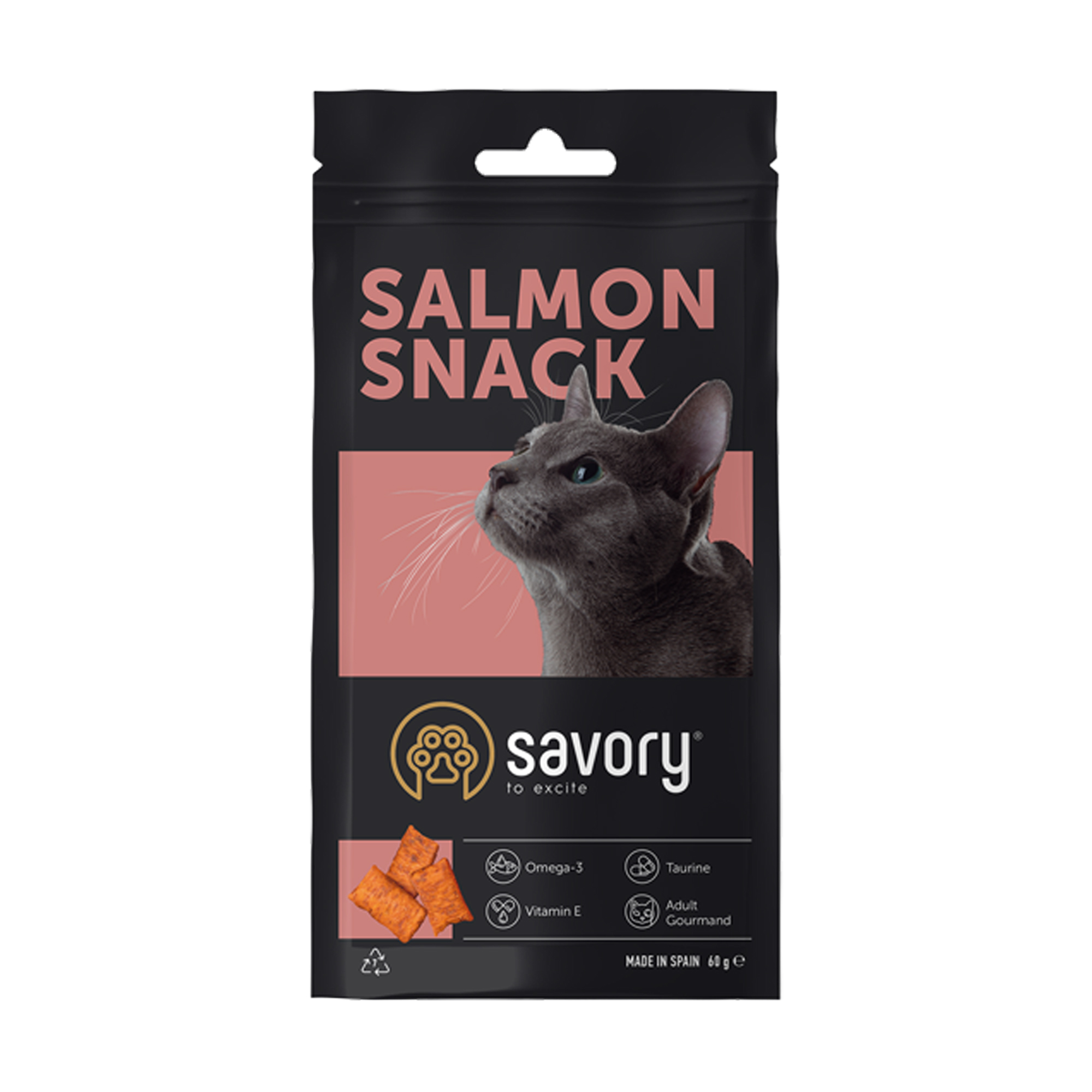 Ласощі для кішок Savory Salmon Snack з лососем, 60 г