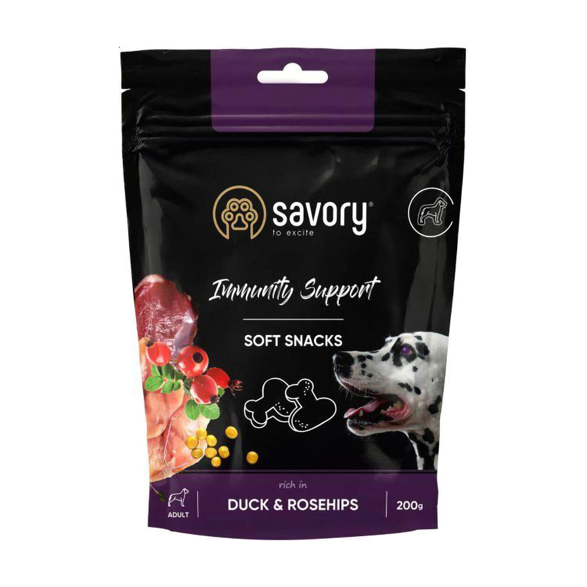 Ласощі для зміцнення імунітету собак Savory Immunity Support Soft Snacks Duck &amp; Rosehip з качкою та шипшиною, 200 г